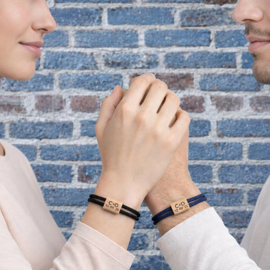 Bracelet personnalisé initiales & date – Bracelet couple