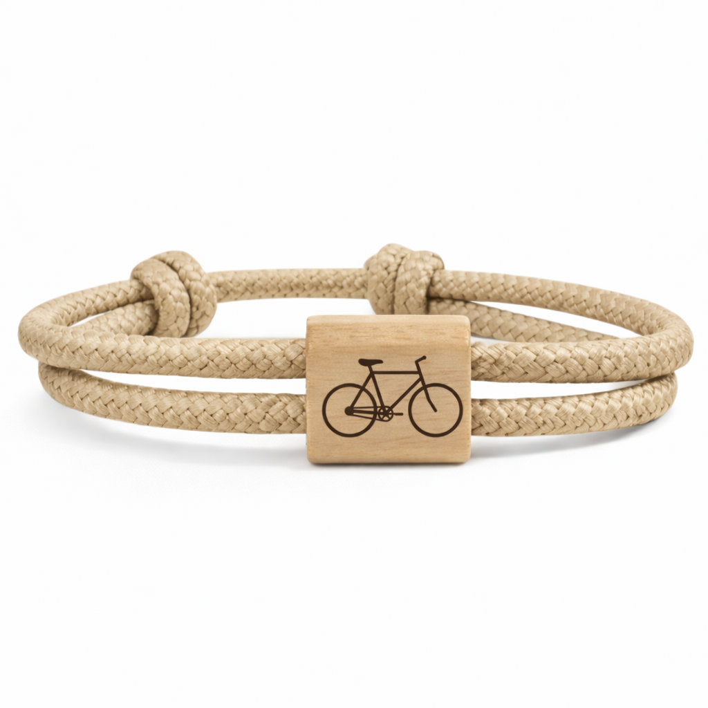 Engraved rope and wood bracelet Cycling Passion Men Women – City, Road, Gravel, MTB