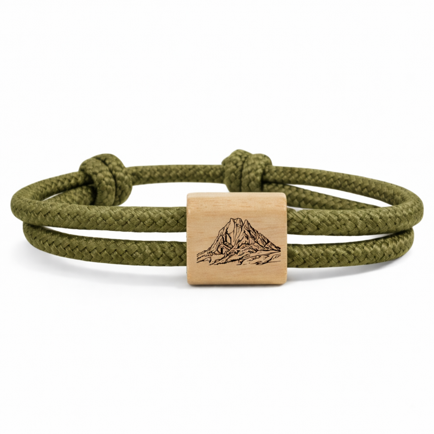 Personalized Wood & Rope Bracelet – choose your summit
