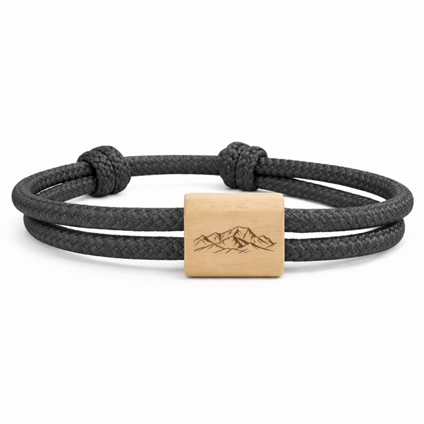 Personalized Wood & Rope Bracelet – choose your summit
