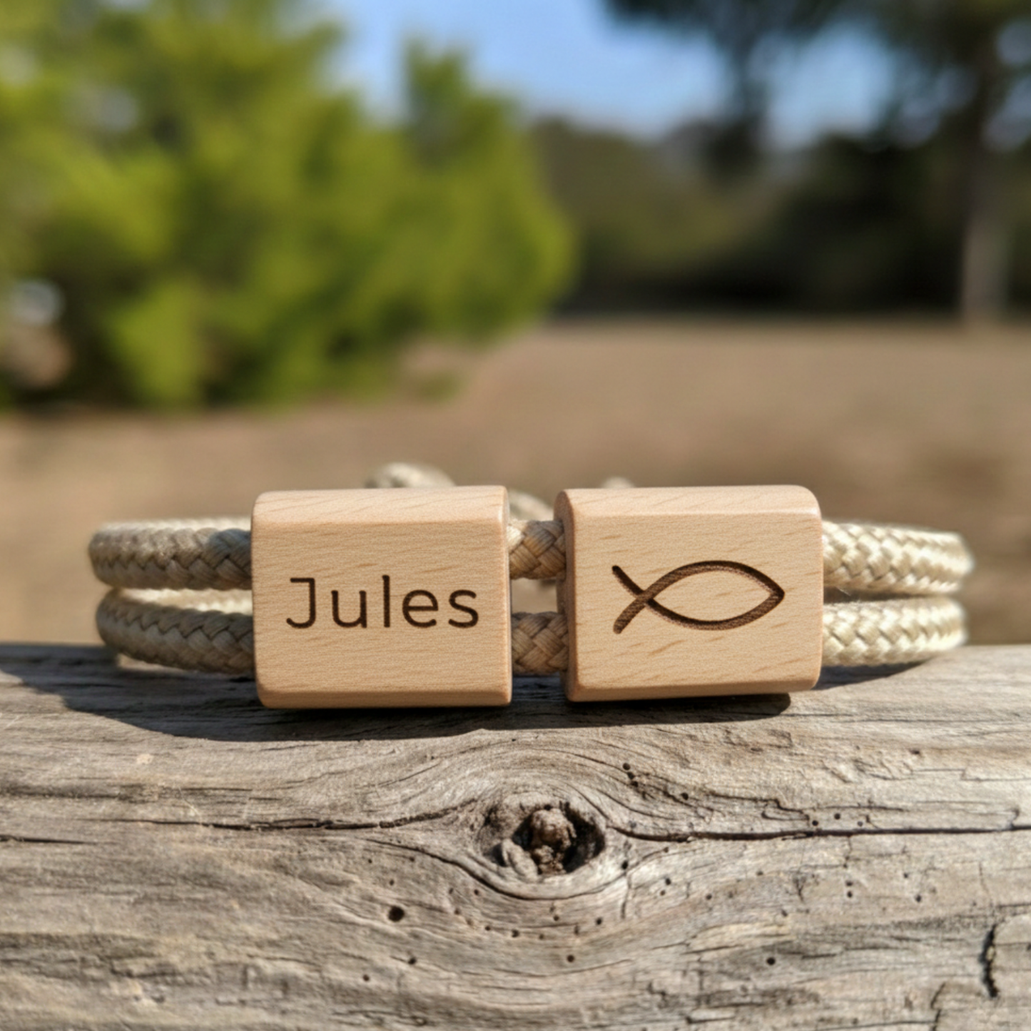 Armband Taufe Kommunion Konfirmation Kirschholz Graviert