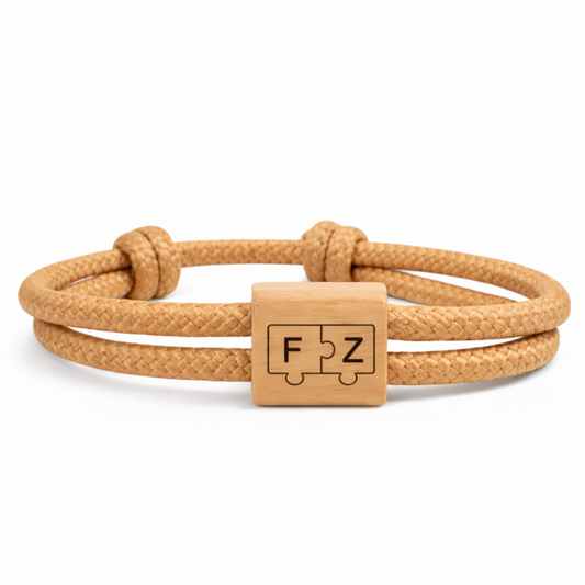 Bracelet Couple Puzzle Homme Femme Corde 4 mm Bois Gravé Fabrication Française