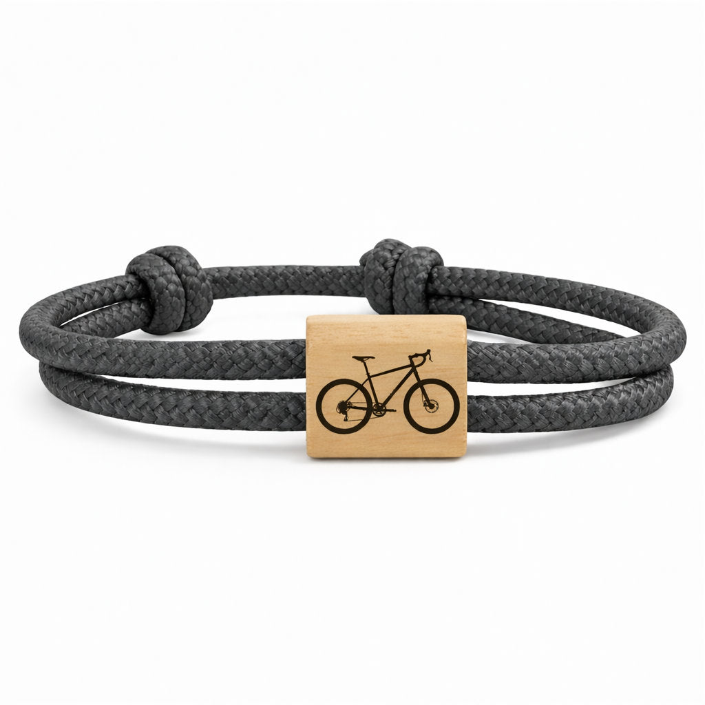 Engraved rope and wood bracelet Cycling Passion Men Women – City, Road, Gravel, MTB