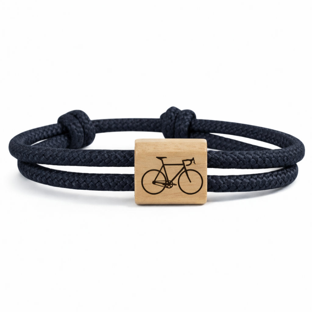 Engraved rope and wood bracelet Cycling Passion Men Women – City, Road, Gravel, MTB
