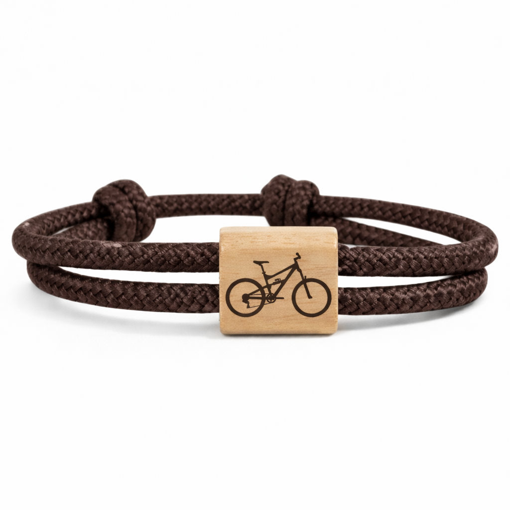 Engraved rope and wood bracelet Cycling Passion Men Women – City, Road, Gravel, MTB
