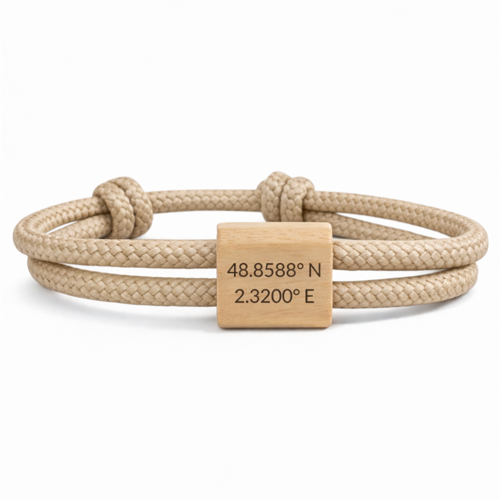 Armband mit personalisierten GPS-Koordinaten Treffpunkt