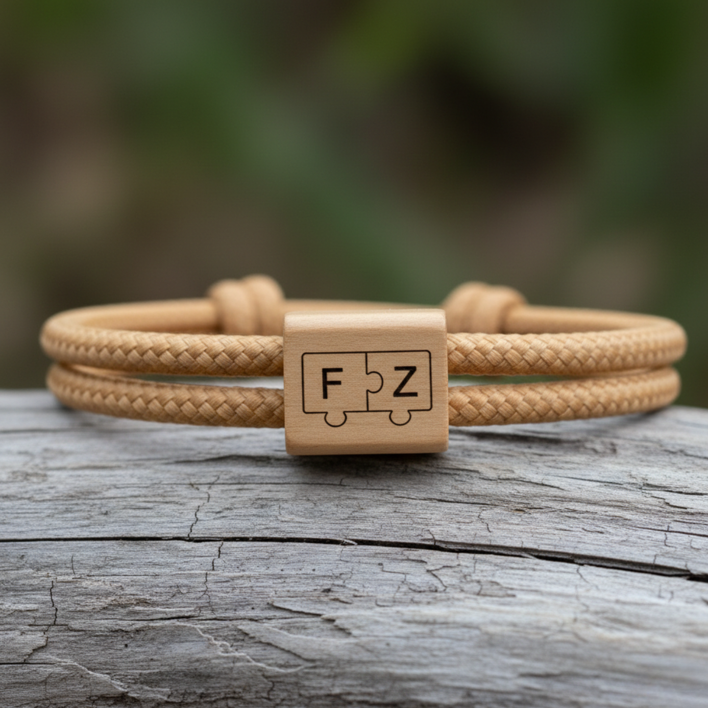 Couple Puzzle Bracelet for Men and Women, 4mm Cord, Engraved Wood, Made in France